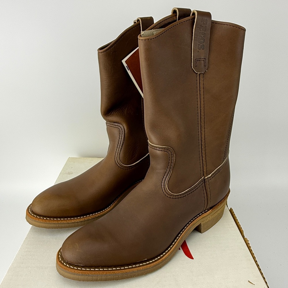 Vintage Red Wing Pecos 1155 Nailseat Leather Pull On Work Boots Mens 8 B NIB